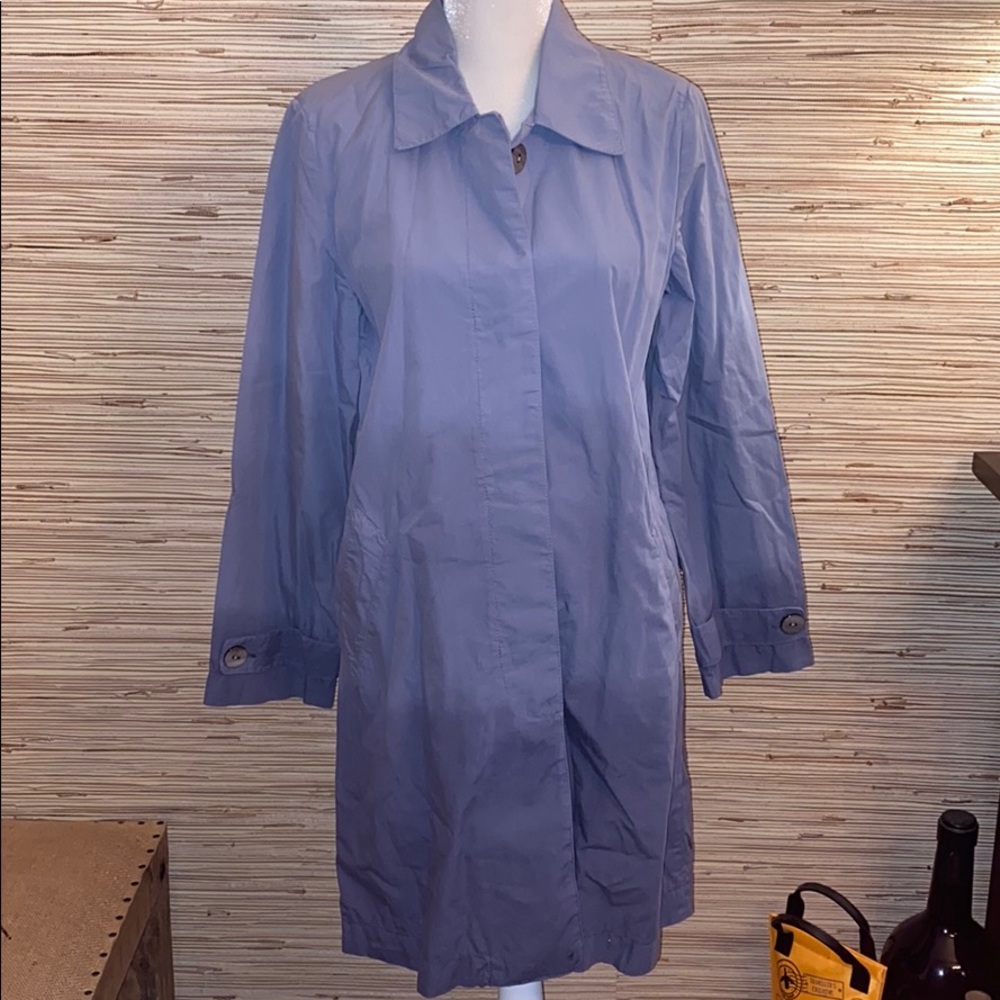 J. Jill small blue ombré cotton trench coat.